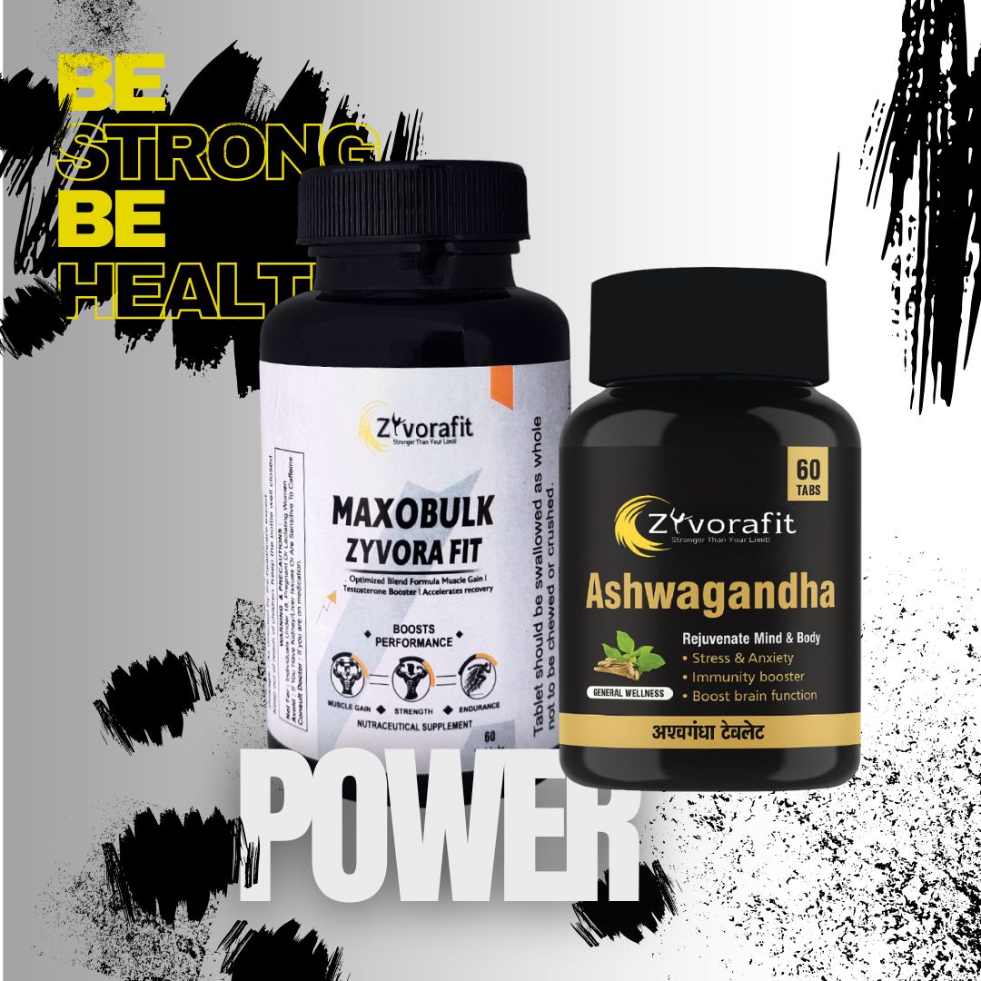 MaxoBulk+Ashwagandha combo- Muscle Growth, strength & stress relief (60+60 tablets)